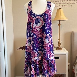 🔥SALE🔥 JUICY COUTURE PURPLE FLORAL DOUBLE DRESS RUFFLED AT BOTTOM, SIZE M